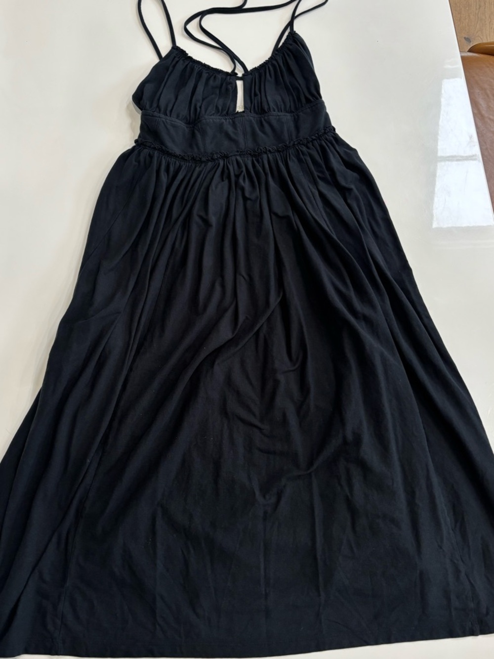 Ulla Johnson Black Midi Dress Tie Strap Empire Waist Flowy Size XS/S - Picture 5 of 9